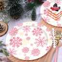 JarThenaAMCS 40Pcs Winter Paper Plates Pink Christmas Snowflake Disposable Plates 9 Inch Party Dinner Plates for Xmas Holiday Party Supplies