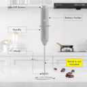 Powerful Milk Frother Handheld Foam Maker, Mini Whisk Drink Mixer for Coffee, Cappuccino, Latte, Matcha, Hot Chocolate, No Stand, Grey