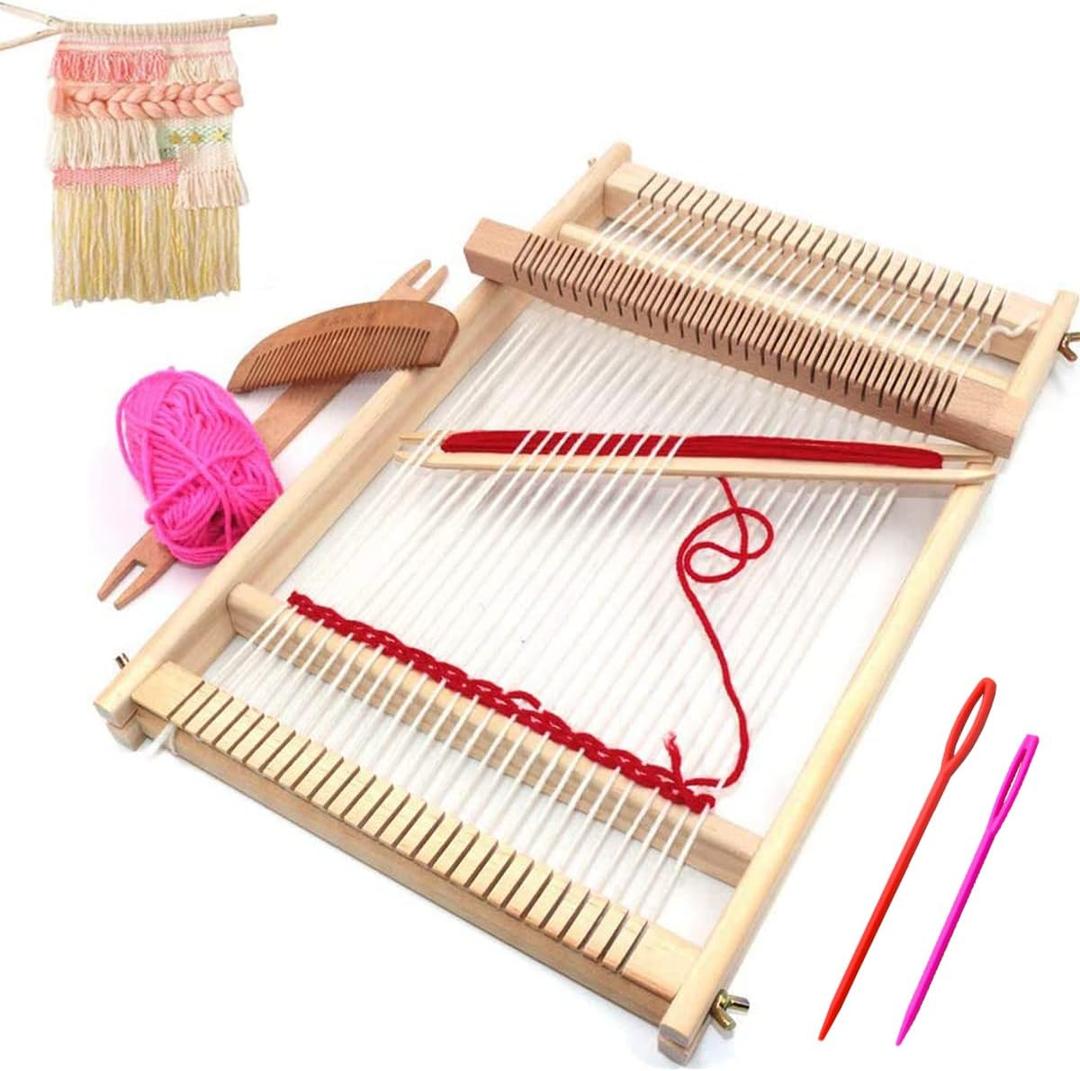 Weaving Loom Kit,Wooden Multi-Craft Weaving Loom Tapestry Loom Large Frame 9.85x 15.5inch,DIY Hand-Knitting Weaving Machine with Loom Stick Bar for Kids, Adult and Beginners Handcraft Loom