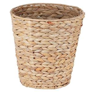 hardcometrue Boho Wicker Trash Can with Lid, Waterproof Bathroom Trash Can Hand Woven Wicker Waste Baskets for Kitchen Office Bedroom