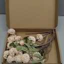 Pompon Mum Artificial Flowers, 6pcs Faux Silk Long Stem Flowers Bulk Fake Mini Chrysanthemums for DIY Bouquet Centerpieces Wedding Fillers Arrangements Shower Home Decorations (Ivory)