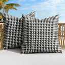 MIULEE Pack of 2 Outdoor Throw Pillow Covers Decorative Farmhouse Square Waterproof Pillows for Tent Patio Garden Balcony Sofa, 16x16 Inch Gray