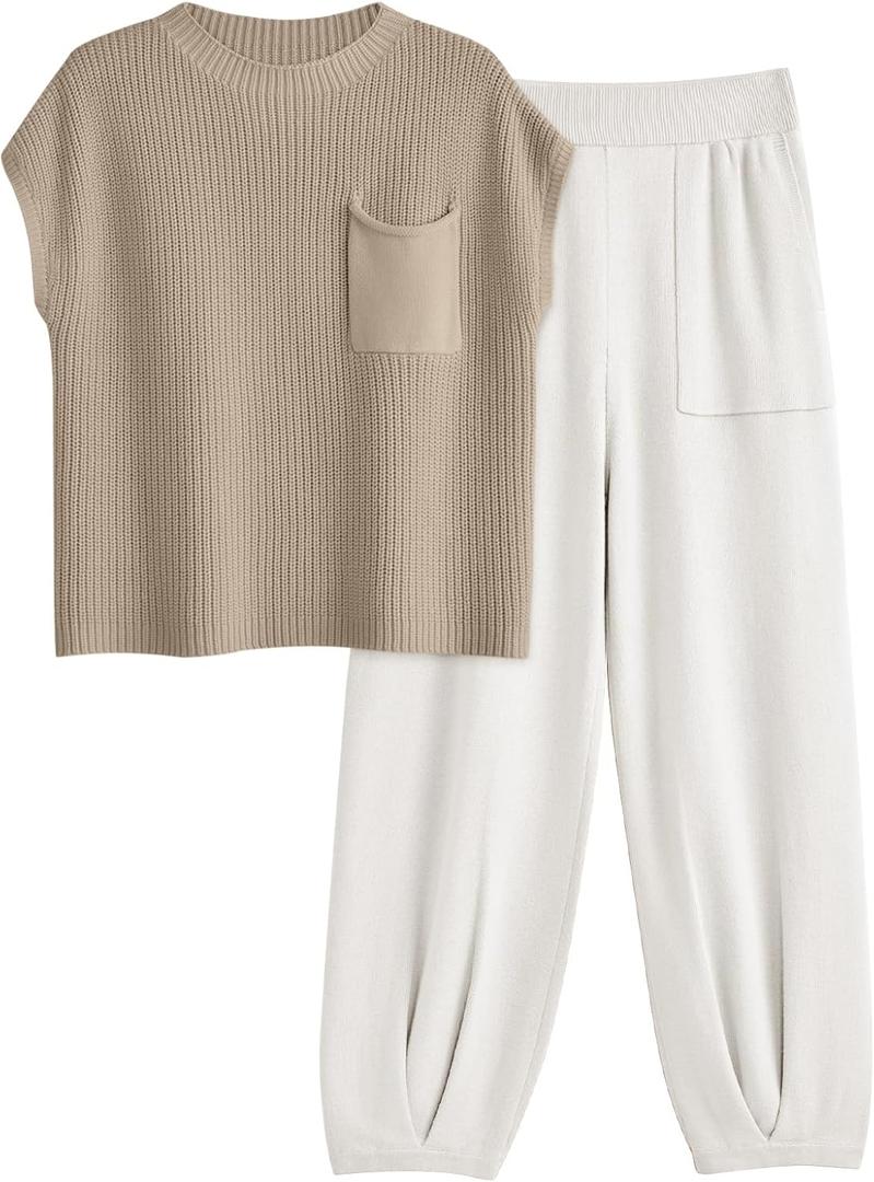 LILLUSORY 2 Piece Knit Sets For Women Trendy Sweatsuit Sets XL