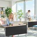 48" Under Desk Privacy Panel Self-Adhesive Modesty Panel 600D Heavy Duty Desk Skirt Privacy Divider for Office Home or Standing Workstation Concealer Shield