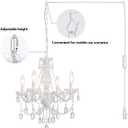 Plug in Crystal Ceramic White Chandelier, Glass Chandeliers,White crystal Hanging Pendant Light with Clear Cord and On/Off, 4 Light Crystal Chandelier for wedding, Kitchen, Dining,Foyer, Mini room