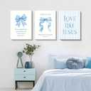 3 Piece Light Blue Bows Bathroom Decor Jesus Teen Girl Room Decor 16x24 In