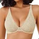Avidlove Women's Lace Bra Sexy Sheer Underwire Unlined Plunge Everyday Bras Full Coverage Bralettes, M