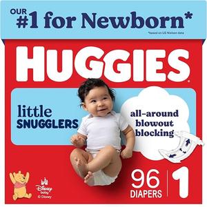 Huggies Little Snugglers Diapers Size 1, 96 Count
Blowout Protection, Leakproof Protection, Luxury Softness, FastAbsorb System, Hypoallergenic, Fragrance Free