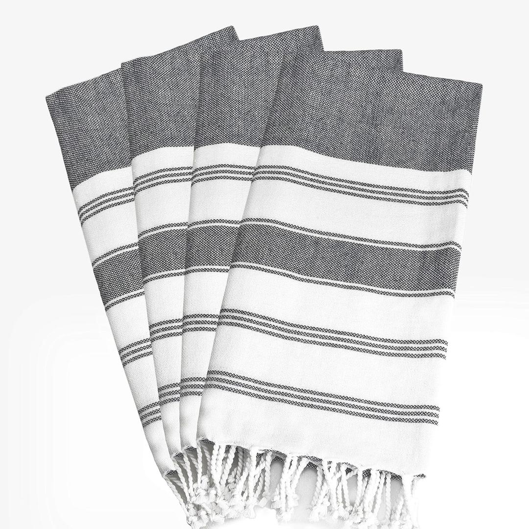 GLAMBURG Peshtemal Turkish Towel Cotton Beach Towels Oversized 36x71 Set of 4, Cotton Beach Towels for Adults, Soft Durable Absorbent Extra Large Bath Sheet Hammam Towel - Navy Blue