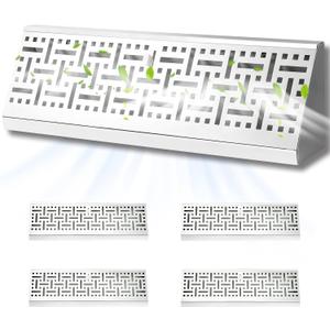 Aremae 4 Pack 18 Inch Baseboard Register - RoundFlow Design for Maximum Air Flow - Smooth-Glide Air Adjust Lever - Heavy Duty Rust-Proof Steel - Tool-Free Easy Installation | 18 Inch Baseboard Register