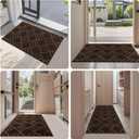 Non Slip Entryway Rug 32" x 48", Dirt Trapper Door Mat, Inside Washable Rug for Kitchen, Bathroom, Bedroom, Floor (Brown)