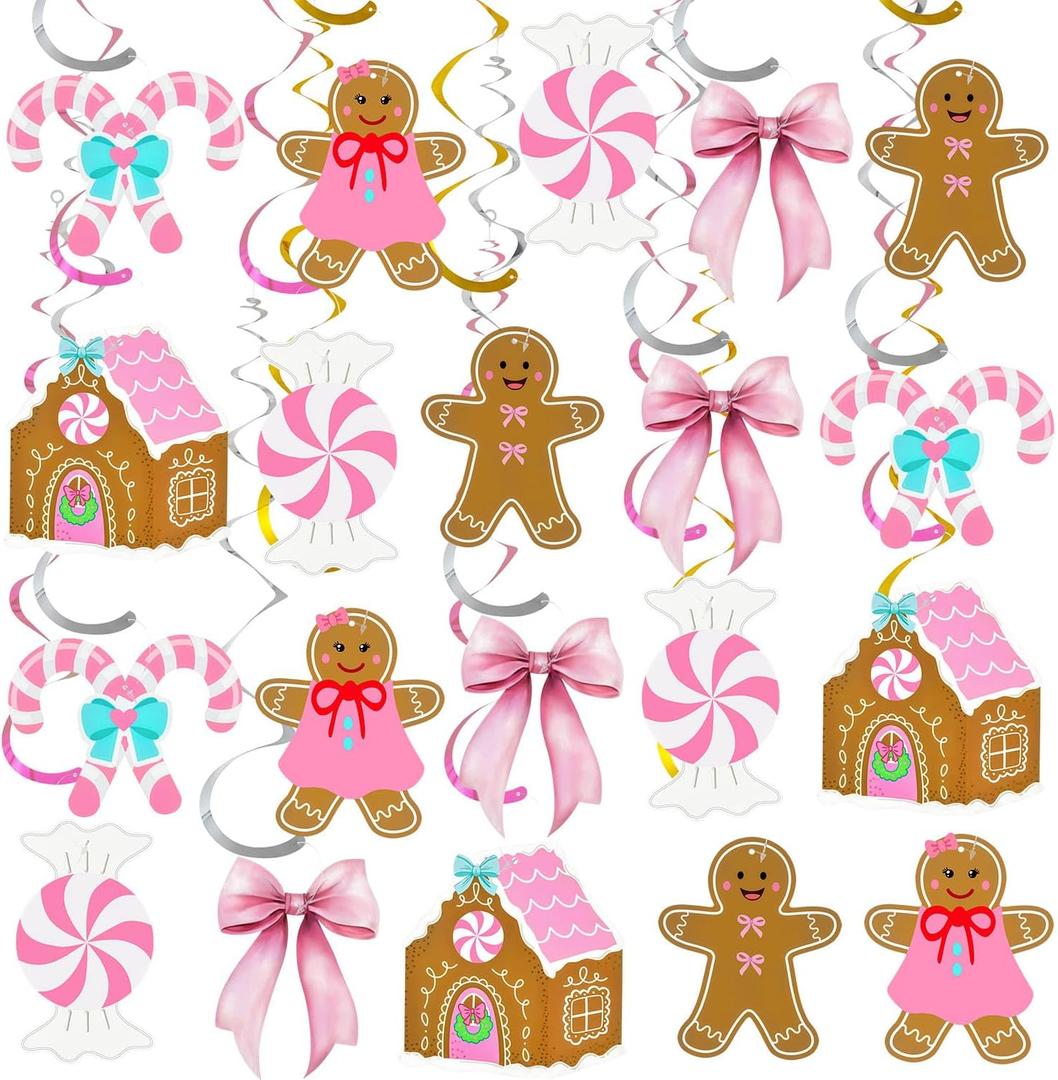 Christmas Hanging Swirls Decorations, Xmas Holiday Hanging Swirls Ceiling Decorations for Christmas Party Decorations Outdoor Indoor Birthday Party Decor