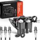 A-Premium Ignition Coils and Spark Plugs Kits Compatible with Hyundai Elantra 2003-2006, Tucson 2005-2009, Tiburon 2003-2008 & Kia Sportage 2005-2007 Spectra/Spectra5 2005-2009, 2.0L