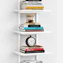 White 5 Tier Wall Shelf Unit for Shoes Display, Lack Wall Bookshelf for Bedroom, Vertical Tiered Floating Book Shelves for Office Living Room Bathroom Vanity Kitchen Closet Purses Bags