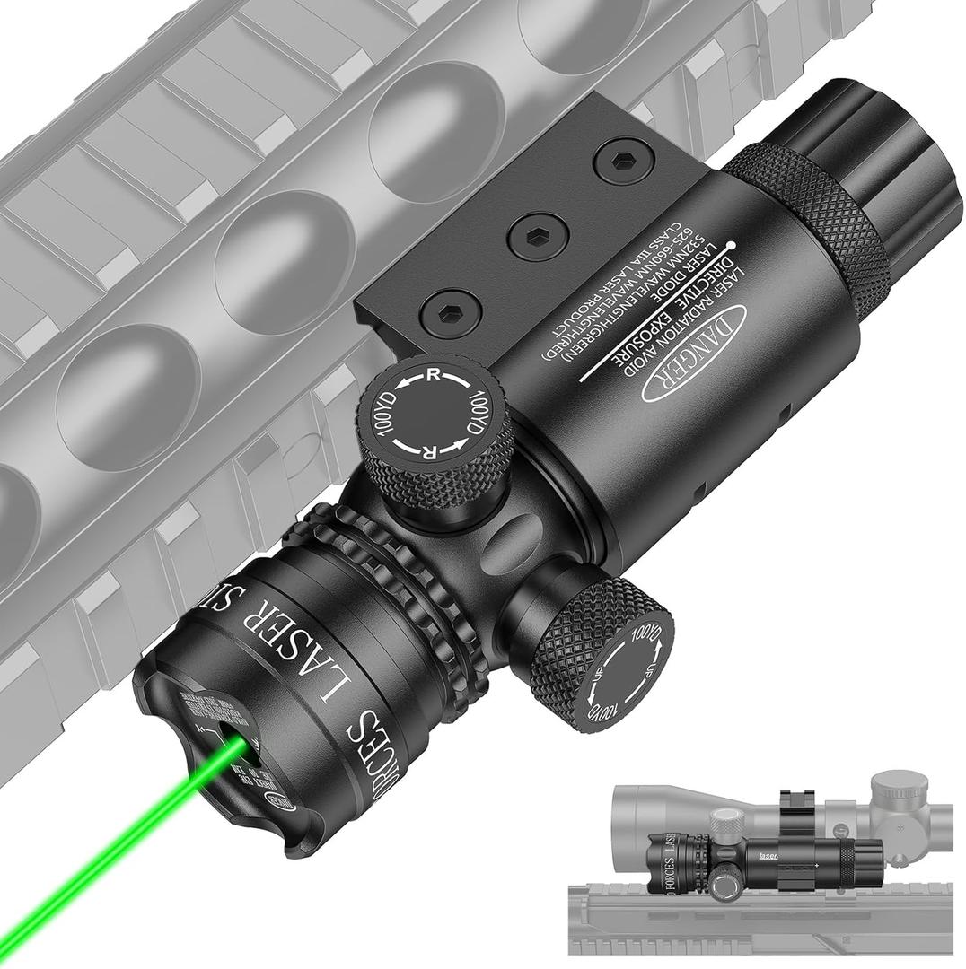 CVLIFE Laser Sight for Rifle with Picatinny Rail Mount/Barrel Mount, Green Laser for Guns, Low-Profile Laser Sight with Pressure Switch