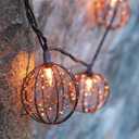 Outdoor Decorative Patio String Lights, Beaded Copper Wire Ball Style Lantern Lights, Connectable Weather-Resistant Indoor Outdoor Novelty Whimsical Light for Home Pergola Bedroom Porch Party Backyard