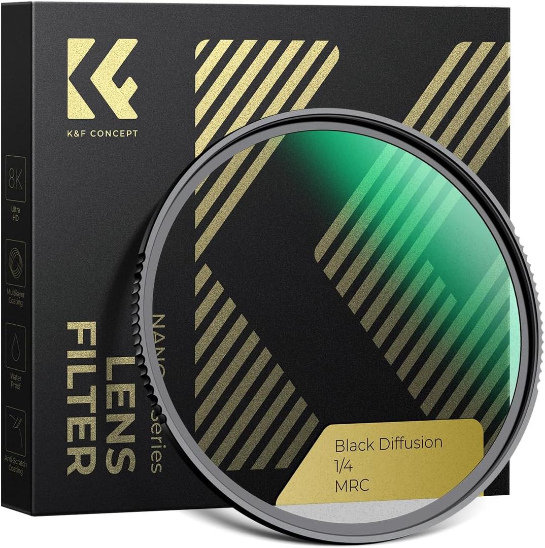 K&F CONCEPT 43mm Black Diffusion 1/4 Filter Mist Cinematic Effect Filter with 28 Multi-Layer Coatings Waterproof/Scratch Resistant for Video/Vlog/Portrait Photography