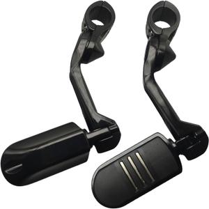 Highway Pegs for Harley Davidson, Universal Motorcycle Footrest, 1.25" Engine Guard Mount,Long Black Aluminum, Anti-Slip Design