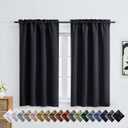 OVZME Black Blackout Curtains for Bedroom 54 Inches Long 2 Panels, Modern Window Treatment Solid Thermal Insulated Curtains for Living Room, Dual Rod Pocket Blackout Drapes, 2x40Wx54L Inches