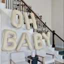 40 Inch Beige OH BABY Balloon for Baby Shower, Large Cream White Oh Baby Balloons Letters with Ribbon, Neutral Ivory Alphabet Oh Baby Balloon Banner Sign for Gender Reveal Backdrop Party Decorations