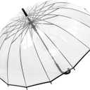 Stylish Stick Umbrella Collection, Transparent,  Automatic Opening, 47in