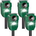 4-Pack Solar-Powered Ultrasonic Animal Repellent, Motion Activated Deer, Raccoon & Cat Deterrent with Flashing LED Light, IP65 Waterproof Outdoor Deer Repellent Devices for Yard Lawn Garden