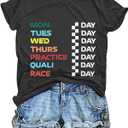 Racing Shirt for Women Race Week T-Shirt Casual Short Sleeve Race Car Tee Tops (Small, Dark Gray)