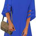 LookbookStore Women Casual Crewneck Mesh Panel 3/4 Bell Sleeve Loose Tunic Dress 2XL