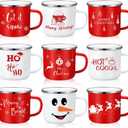 Zhehao 9 Pcs 11 oz Christmas Mugs Holiday Hot Chocolate Mugs Seasonal Cute Enamel Tea Cups Red and White for Coffee Cocoa Adult Kids Christmas Coworkers Gifts Winter Holiday