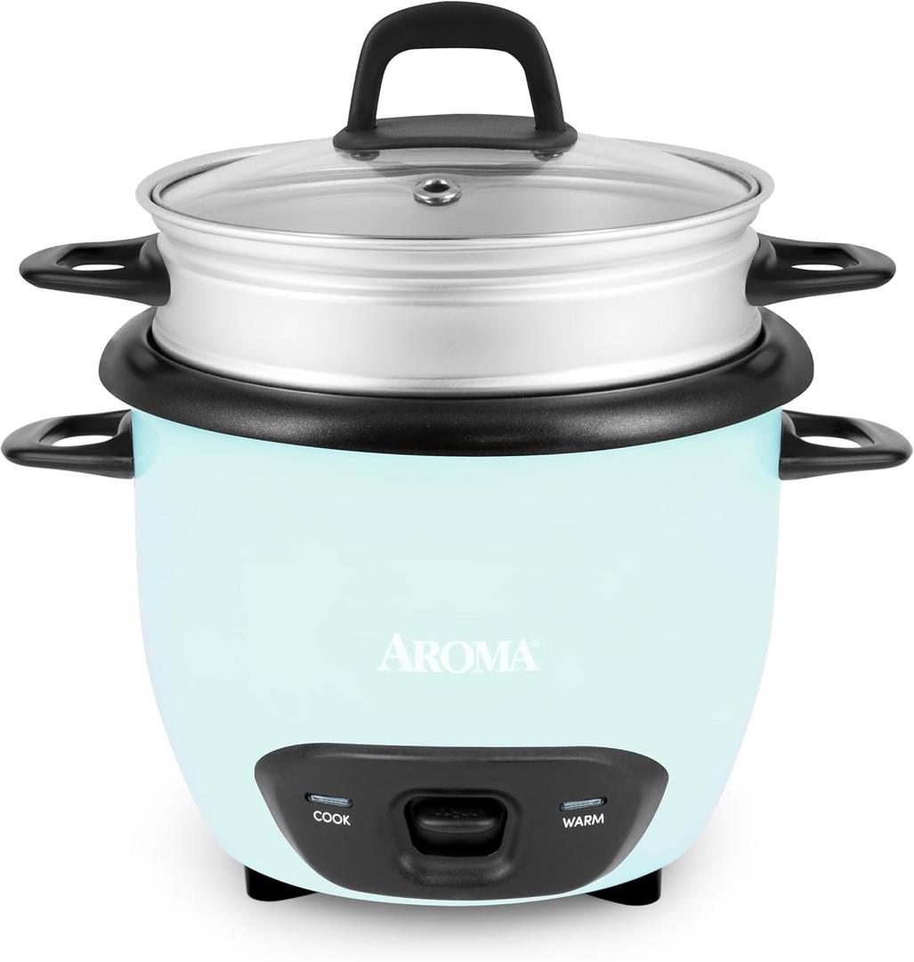 AROMA 6-Cup (Cooked) / 1.5Qt. Rice & Grain Cooker (ARC-743-1NGBL), Light Blue