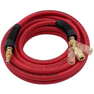 INTERTOOL 25ft Hybrid Air Compressor Hose, 3/8” Diameter, Lightweight Flexibility, Ultra-Durable Reinforced Lining, All-Weather Kink Resistance, 1/4” MNPT, Brass Fittings PT08-1781
