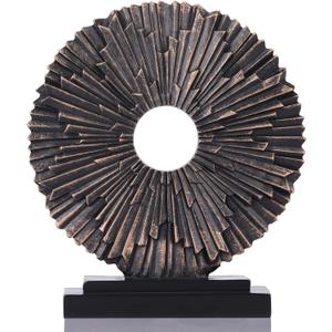 DOVDOV Black and Gold Home Decor Statue, Unique Office Decor, Round Line Medallion Statue for Room Decor, Shelf Top Decor, Entryway Entry Table, Floor Mantle Decor and Home Panel Decorations