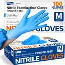 Supmedic Medical Soft Max Nitrile Exam Gloves, 100 Count Latex-Free Powder-Free Non-Sterile Food Safe Disposable Glove, Blue, M