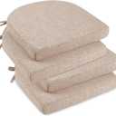 downluxe Indoor Chair Cushions for Dining Chairs, Kitchen Chair Pads with Ties and Non-Slip Backing, 16" x 16" x 2", Oatmeal Beige, 4 Pack