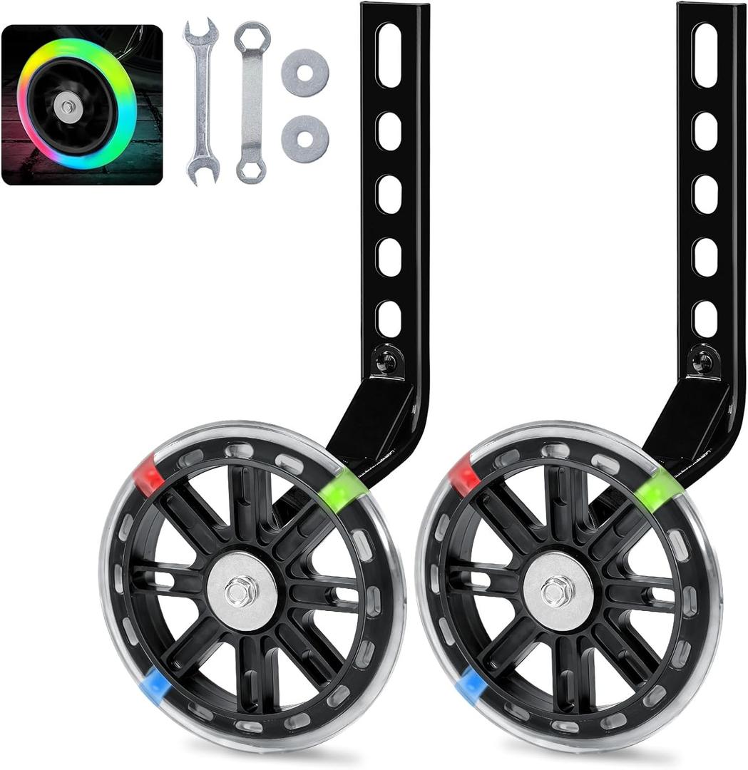 PRUNUS Flash BIKE Training Wheels for 12 14 16 18 20 Inch.Training Wheels for Kids Bike is Heavy Duty.Bicycle Training Wheel is Suitable Single Speed Bike