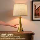 Touch Lamp for Living Room Bedroom, 21" Table Lamps Set of 2 with USB C+A Ports, Touch Bedside Lamps for Nightstand with 3 Way Dimmable, 2 LED Bulbs Included, Gold
