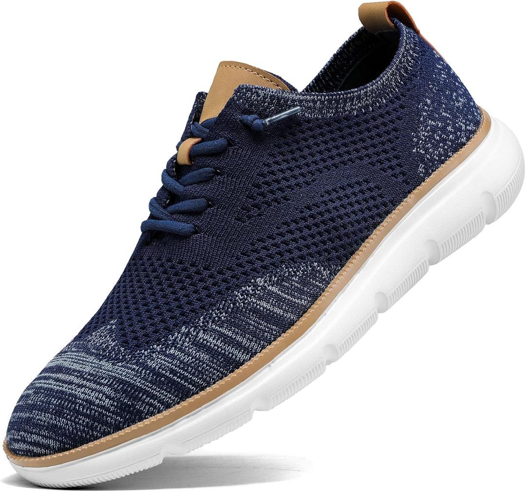 Mens Oxfords Shoes Casual Walking Dress Sneakers Mesh Business Work Lightweight Soft Sole (6.5, Dark Blue)