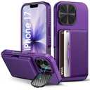 for iPhone 17 Wallet Case with Camera Cover Kickstand, Card Holder (3-5 Cards), Military Grade Protection, Heavy Duty Women Men Shockproof Hard Phone Case for iPhone 17 6.3" 2025, Dark Purple