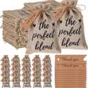 25 Sets Small Burlap Bags with Kraft Tag and Twine, Wedding Party Favors for Guests, Coffee Drawstring Sack Burlap Gift Bags for Women, Bridal Shower Wedding Coffee Party Decorations (No Beans)