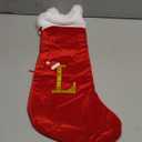 EHJYO 20 Inches Monogram Christmas Stockings with Letters Large Super Soft Christmas Stockings, Red Velvet with White Plush Cuff Embroidered Xmas Stocking for Christmas Family Decor Letter L