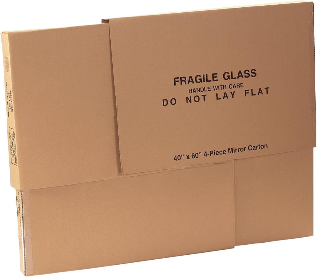 BOX USA Large Mirror Box 40"L x 3.5"W x 60"H (1-Pack), Cardboard Boxes Perfect for Moving, Storing, Packing & Shipping, Ideal for TV's, Picture Frames, Mirrors & Art