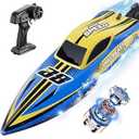 Brushless RC Boat 30+MPH, Big Remote Control Boats for Adults and Kids, Fast Racing Boat with Self-Righting, LED Lights, Waterproof, RTR, Sailboat for Lake, River, Saltwater and Pools