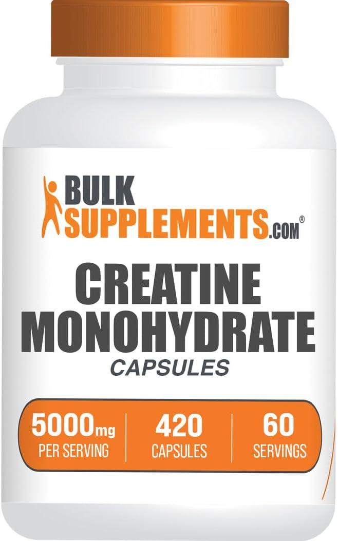 Creatine Monohydrate Capsules - Micronized Creatine Pills - Gluten Free, 7 Capsules per Serving (5000mg), 420 Count (Pack of 1) Exp 10/31/2027