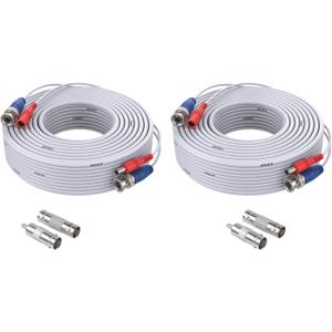 ANNKE 2 Pack Security Camera Cable 30M/100ft All-in-One BNC Video Power Cables, Extension Wire Cord for CCTV Cams DVR Surveillance System with 2X Connectors and 2X RCA Adapters-White