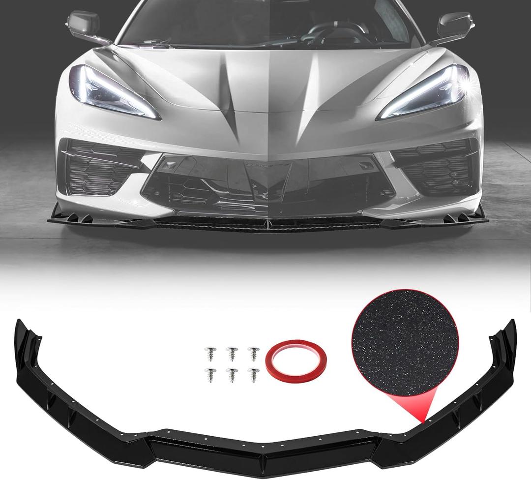 Front Bumper Lip fit for Chevy Chevrolet Corvette C8 Stingray Z51 Convertible Coupe 2020 2021 2022 2023 2024,Front Lip Chin,Spoil Splitter Lower Protect Guards,Light Carbon Flash,3PCS