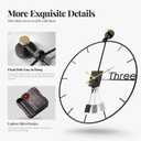 Cuspin 24 inch Large Wall Clock with Pendulum, Modern Metal Wall Clock Battery Operated Silent Non-Ticking, Black Pendulum Decorative Clocks for Living Room, Bedroom, Office, Kitchen, Home