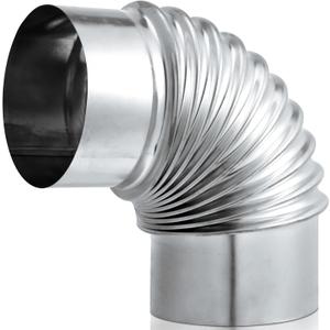 Hicarer 1 Pcs 4 Inch 90 Degree Galvanized Dryer Elbow Vent Tube Connector Adjustable Dryer Vent Elbow Connector for 4" HVAC Duct Pipe Hose Ductwork