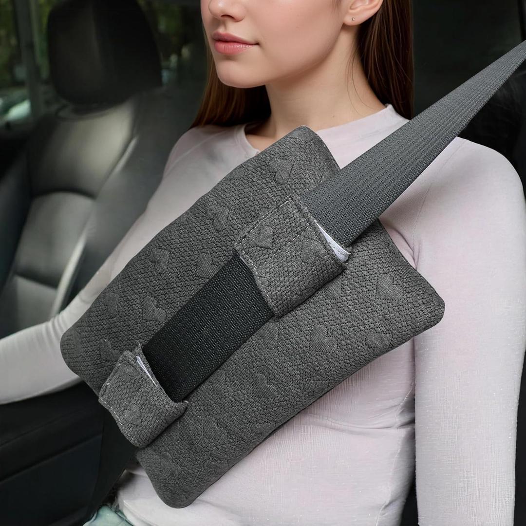 Seat Belt Pillow Post Surgery, Chemo Port Pillow for Seatbelt Chest Protector Chemo Patients Pacemaker Heart Surgery Recovery Support Cushion Gifts Women with Insert Ice Pockets (Small, Dark Gray)