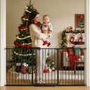 TSAYAWA 62.2"-71.65" Extra Wide Auto Closing Baby Safety Gate for Stairs & Doorways, Pressure Mounted No Drill Pet Gate with Walk-Through Door - Heavy Duty Childproof Gate for Toddlers, Kids, Dogs (Black)