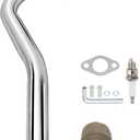 Central Long Mini Bike Exhaust Pipe Compatible with Coleman CC100U F-RP GMB100 Massimo MB100 Rascal Lite Predator 79cc 98cc 99cc 3.0HP 154F Engine Parts Silver